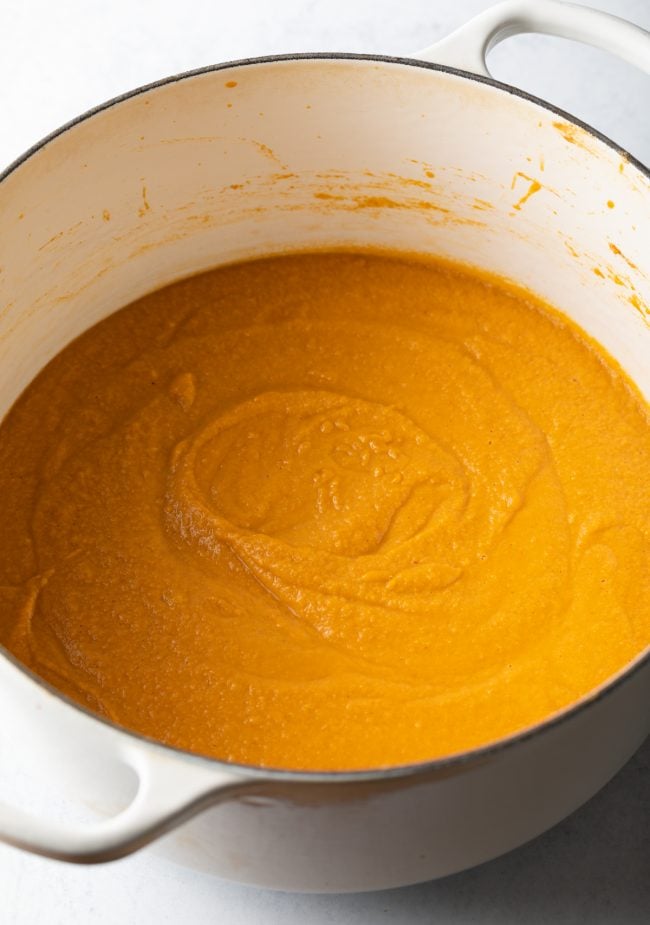 Peanut butter puree in a pot.