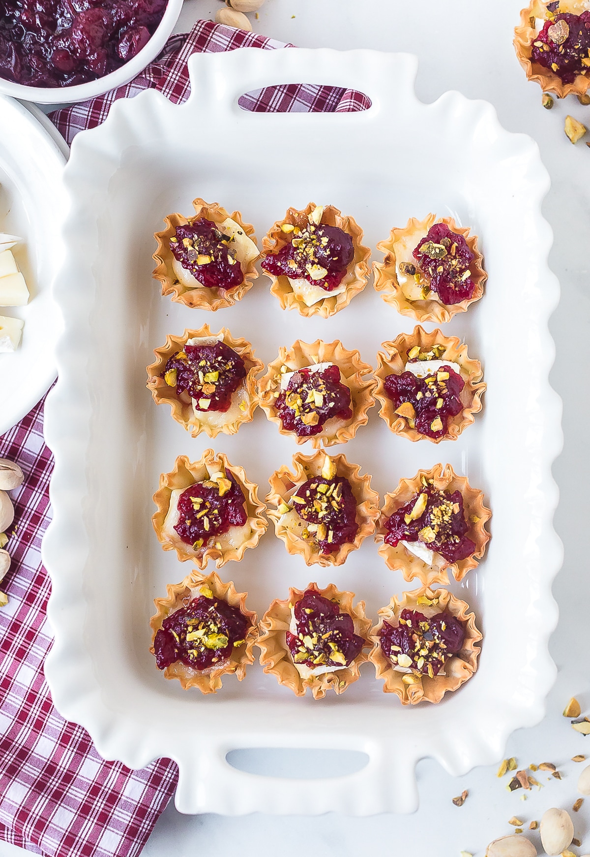 Baked Brie Bites Recipe with Cranberry Sauce #ASpicyPerspective #brie #baked #cranberry 