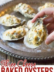 Best Three-Cheese Baked Oysters Recipe (In The Shell!) #ASpicyPerspective #holiday #newyears #christmas