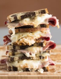 Baked Reuben Party Sandwiches Recipe #ASpicyPerspective #partysandwiches #bakedsandwiches