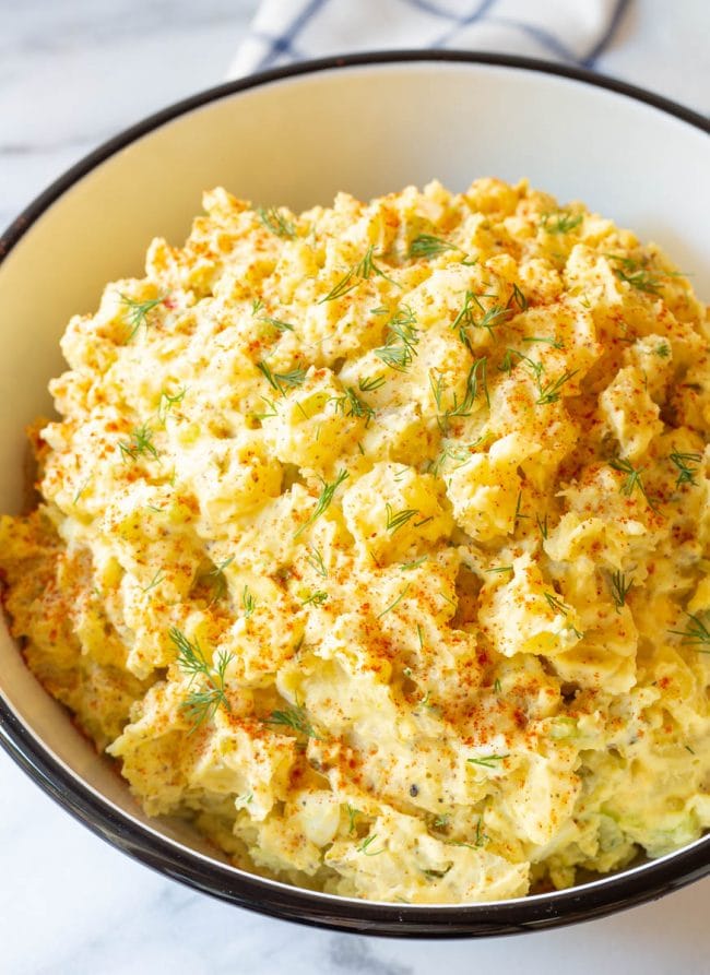 The best potato salad recipe in large serving bowl