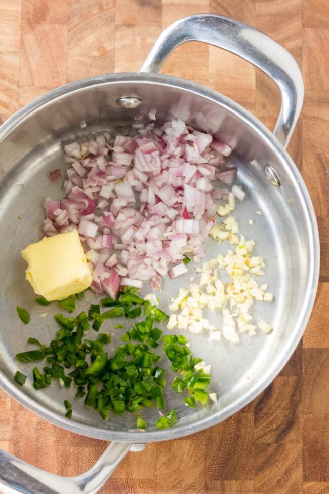 Sauteed onions and garlic in a large pot. 