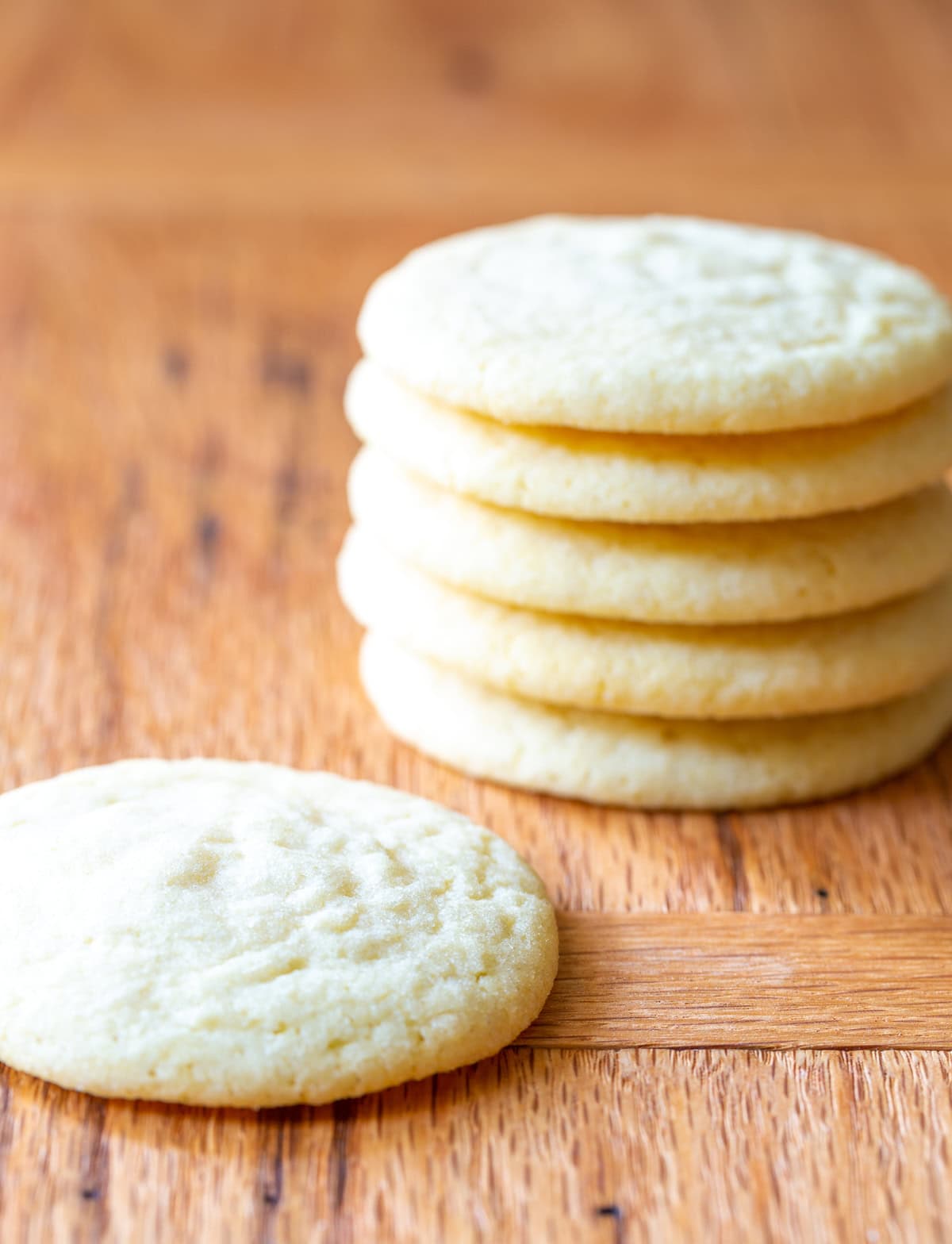 Side view of a stack of the worlds best sugar cookies recipe
