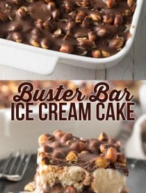 Buster Bar Ice Cream Cake Recipe #ASpicyPerspective #summer #holiday #july4th #fudge