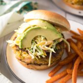 Caribbean Shrimp Burger Recipe #ASpicyPerspective #summer #shrimp #hamburger #burger