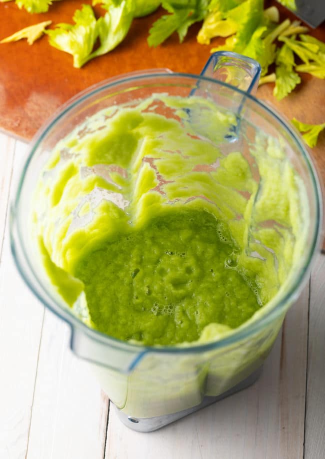 Celery juice after being blended. 