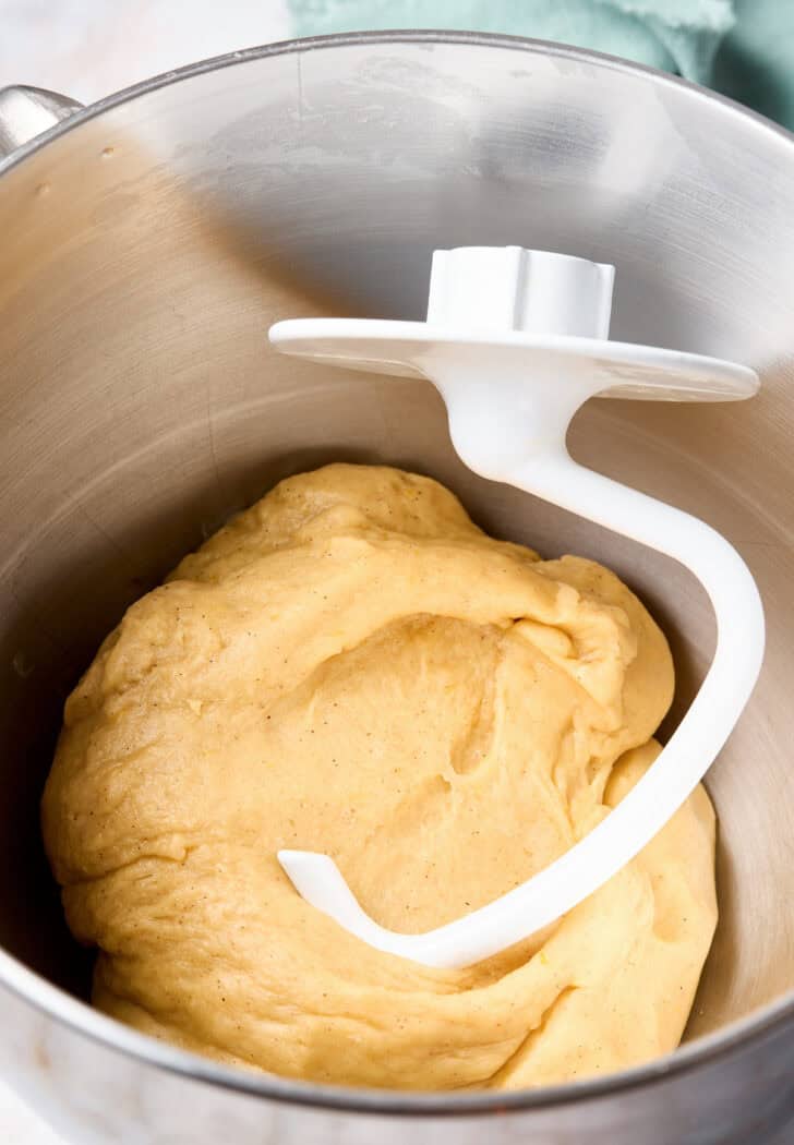 Challah Bread with Apples - dough in bowl