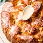 Challah Bread with Apples - drizzling glaze over top