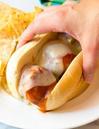Cheesy Enchilada Meatball Sub Recipe #sandwich #mexican