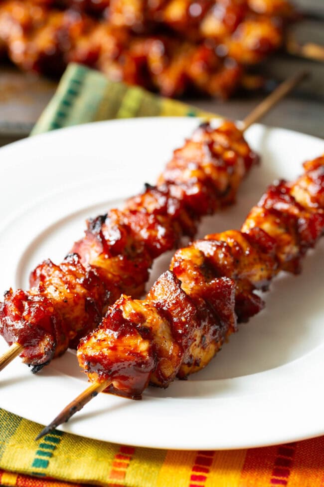 Juicy 5-Ingredient Chipotle BBQ Chicken Skewers in the oven