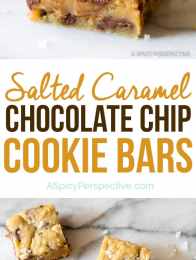 Irresistible Gooey Salted Caramel Chocolate Chip Cookie Bars | ASpicyPerspective.com