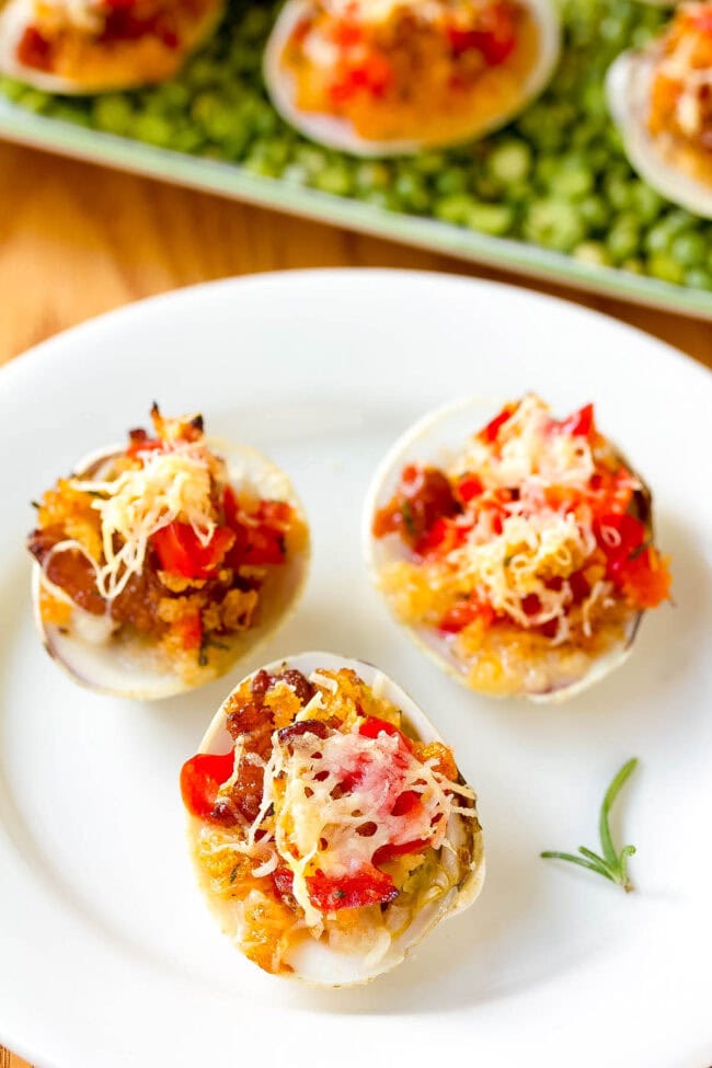 Easy Clams Casino Recipe close up on plate