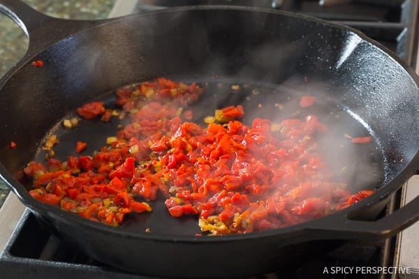 Roasted Red Pepper Chicken - sauté peppers in the skillet