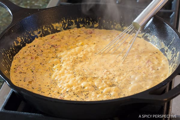 Roasted Red Pepper Sauce for Chicken in skillet