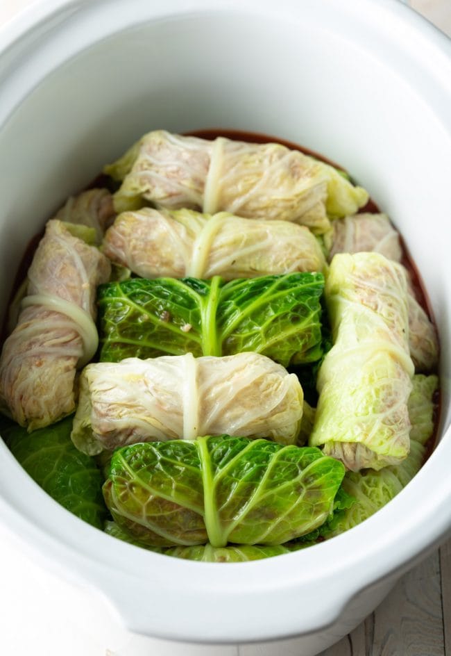 stuffed cabbage rolls in a crockpot