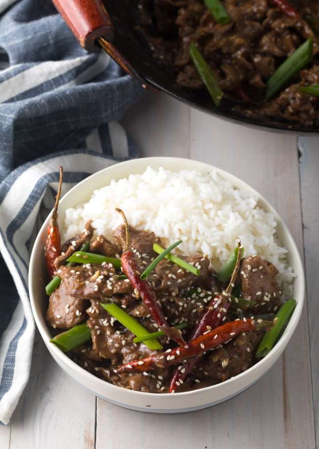 Serve this beef with a side of white rice 
