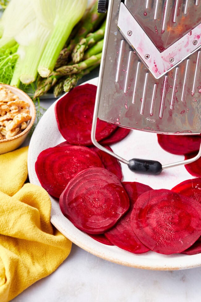 Shaving beets for beet salad