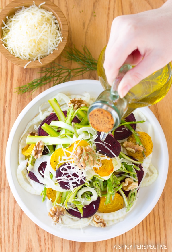 Crisp Fennel Salad with Roasted Beets and Shaved Asparagus Recipe