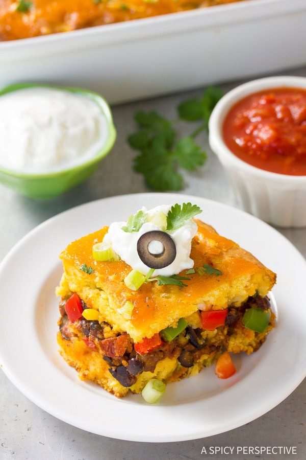 Stuffed Cornbread  with sour cream on top