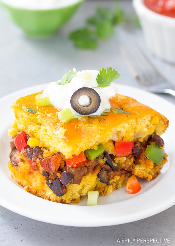 Stuffed Cornbread cut on plate