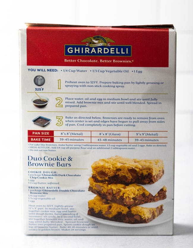 Back of the Ghirardelli box.