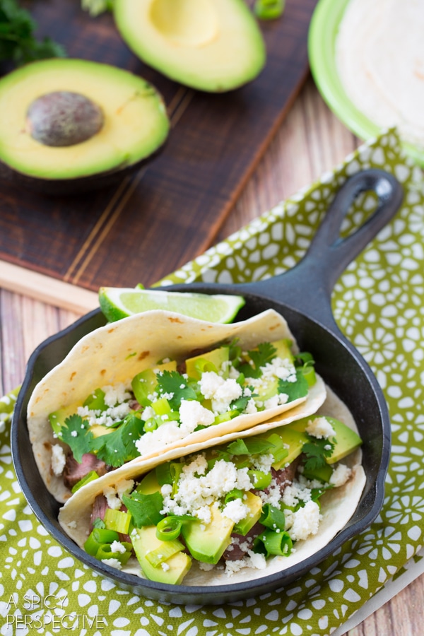 Dinner Tonight: Green Chile Steak Tacos #tacos #steak #mexican