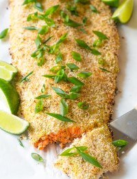 Healthy Green Curry Coconut Crusted Baked Salmon Recipe