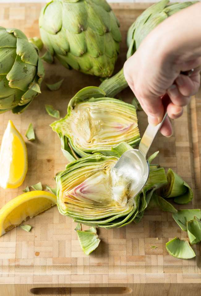 Trimming: Grilled Artichokes with Miso Butter Recipe #ASpicyPerspective #lowcarb #howto #artichoke