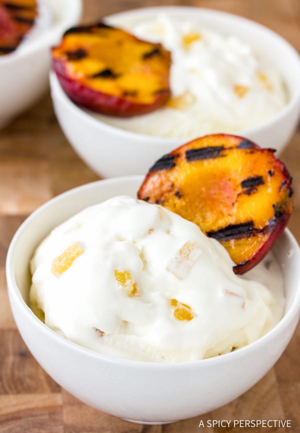 Grilled Peaches and Ginger Ice Cream Recipe #summer #peach