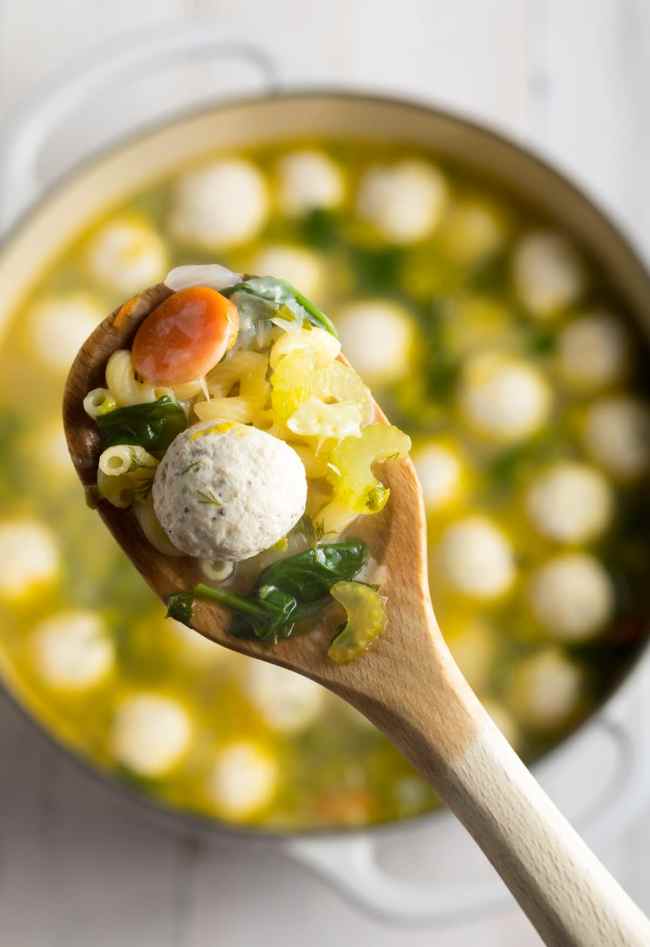 Healthy Italian Wedding Soup Recipe #ASpicyPerspective #glutenfree #skinny