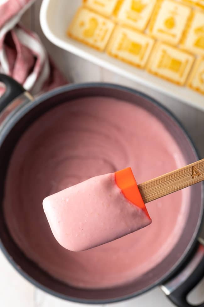 How to Make Strawberry Pudding #ASpicyPerspective #pudding #strawberry #southern #homemade #fresh #fromscratch #easter #spring #summer #valentinesday #strawberries