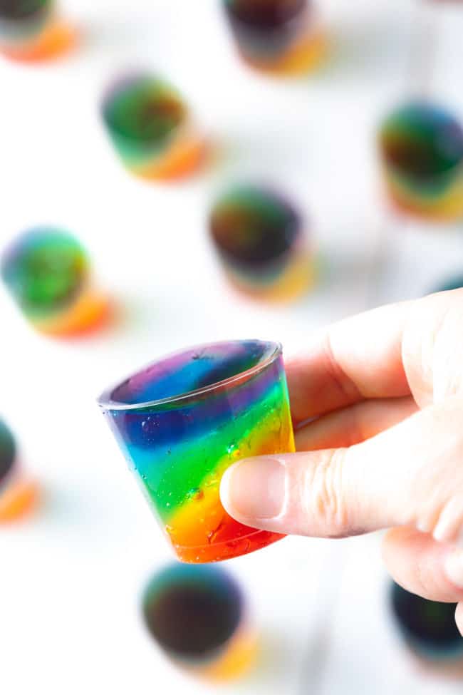 Fun Jello Shots Recipe #ASpicyPerspective #jello #shots #jelloshots #vodka #rum #party