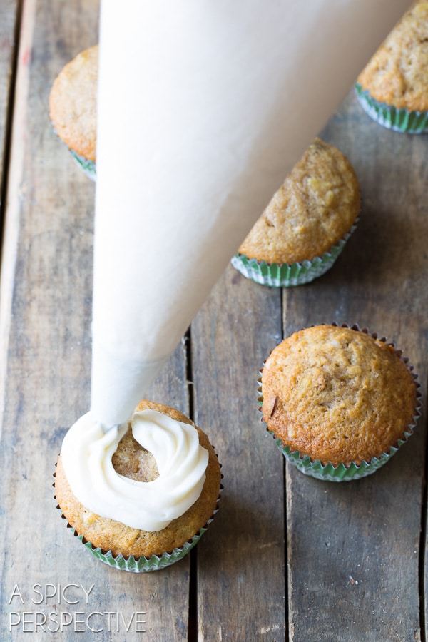 Sour Cream Frosting #ASpicyPerspective #HummingbirdCake #HummingbirdCupcakes #SourCreamFrosting #Frosting #Cupcakes #Spring #Southern