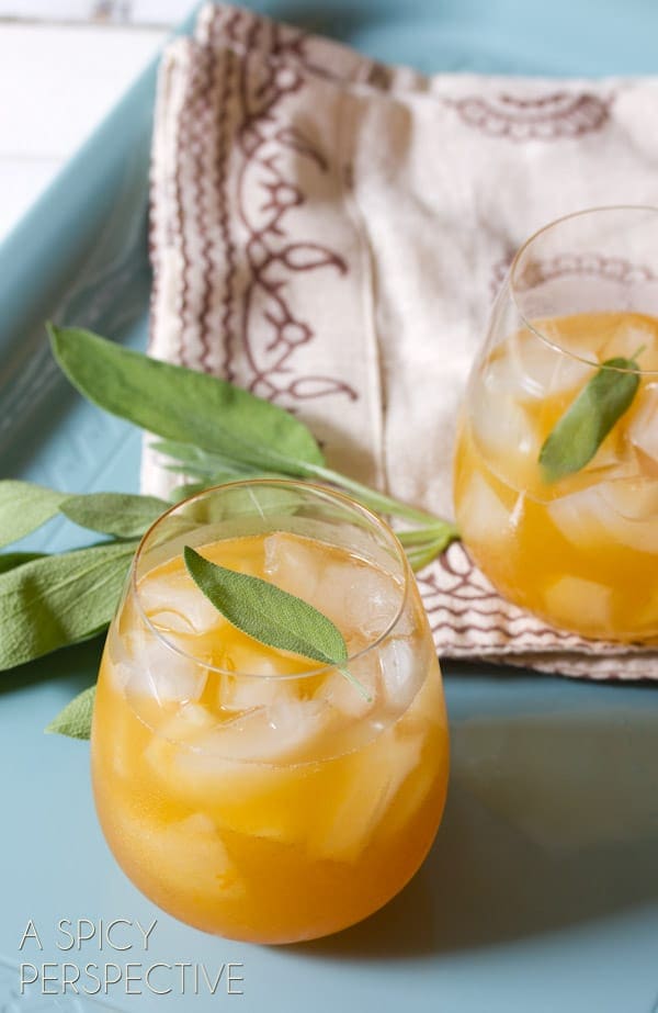 Indian Summer Cocktails with bourbon - close up shot on tray