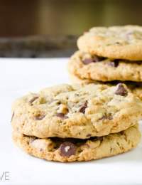 Toffee Chocolate Chip Cookies | ASpicyPerspective.com #chocolatechip #cookies #recipe