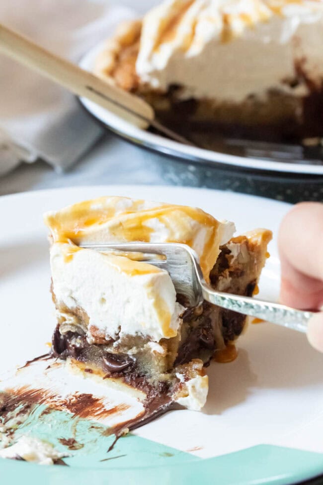 bourbon pie recipe - cut with fork