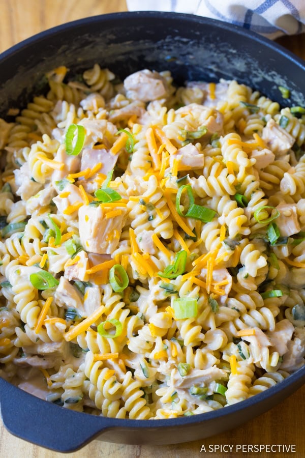 Easy One-Pot (Leftover) Turkey Chile Relleno Pasta Recipe | ASpicyPerspective.com