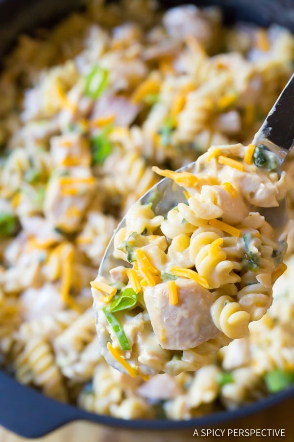 Perfect One-Pot (Leftover) Turkey Chile Relleno Pasta Recipe | ASpicyPerspective.com