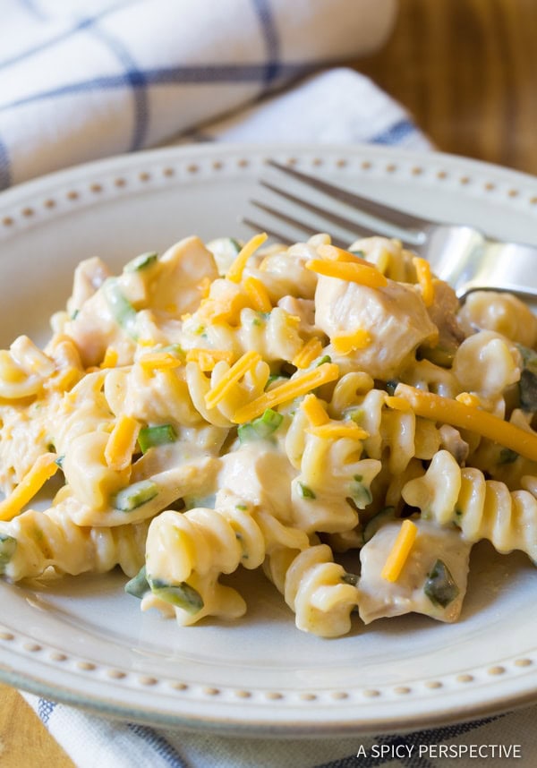 Simple One-Pot (Leftover) Turkey Chile Relleno Pasta Recipe | ASpicyPerspective.com