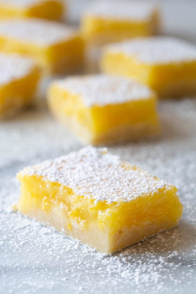 Lemon Squares Recipe - cut into lemon bars of squares