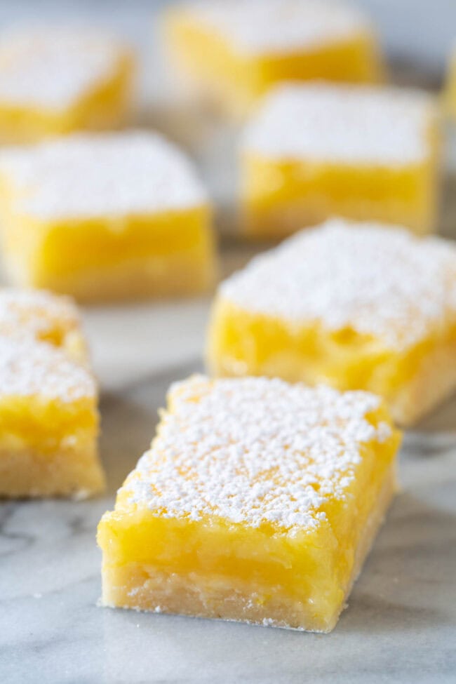 Lemon Bar Recipe - cut into lemon squares  