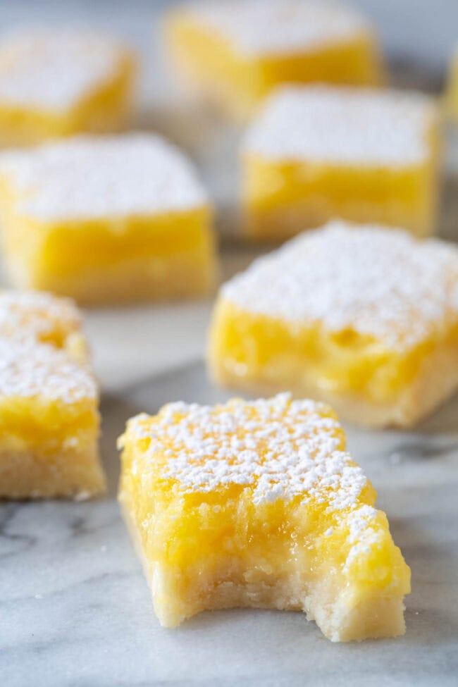 Best Lemon Bar Recipe - bite taken out