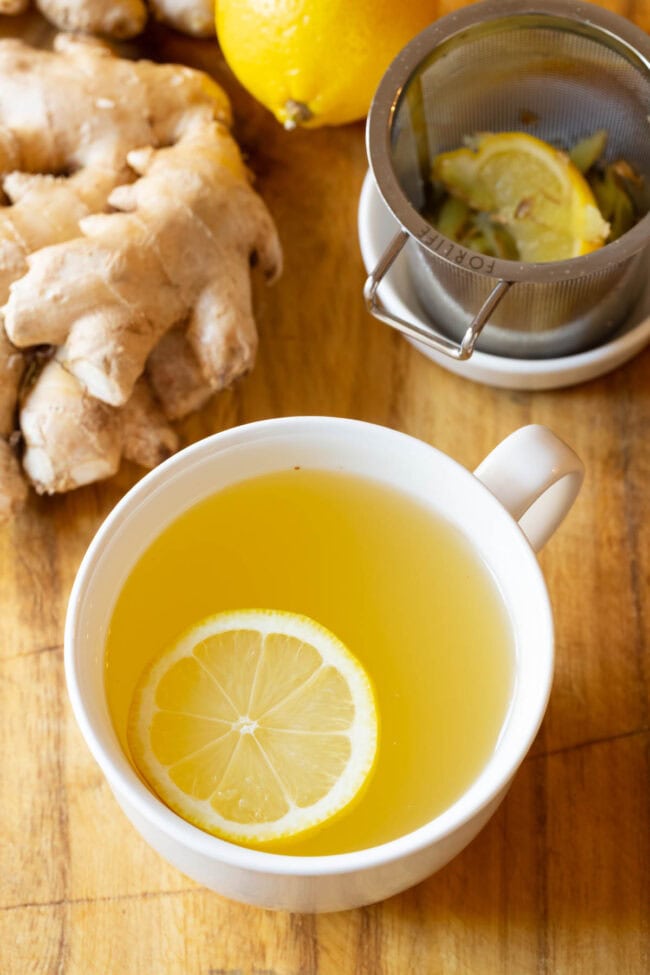 Best Lemon Ginger Detox Tea Recipe close up in cup