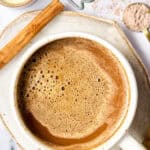 Mexican Mocha Recipe overhead shot with cinnamon