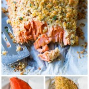 6-Ingredient Oven Baked #Salmon with Parmesan Herb Crust on ASpicyPerspective.com