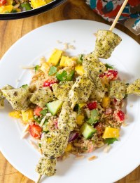 Pesto Chicken Kebabs with Cool Quinoa Pilaf