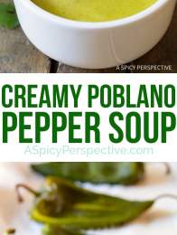 Mild and Smoky - Creamy Poblano Pepper Soup Recipe on ASpicyPerspective.com