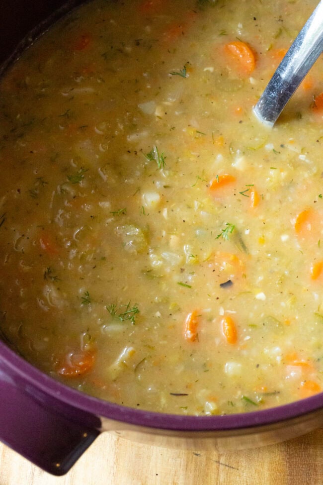 Pickle Soup Recipe simmering in pot.