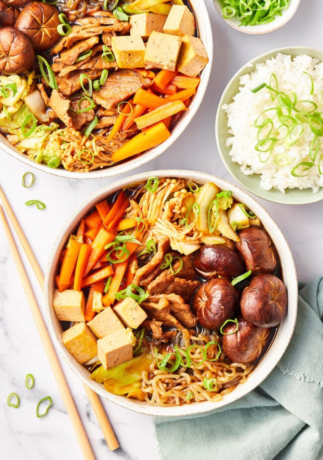 pork sukiyaki in two bowls