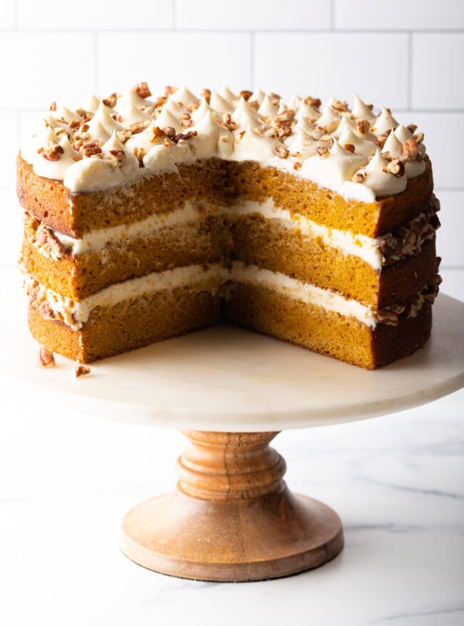 sliced spiced pumpkin cake